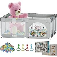 Te voy a describir el URADIS Parque Infantil Bebe. Imagina un espacio seguro y acogedor para tu bebé, diseñado especialmente para que juegue y explore. Este parque tiene dimensiones de 120 x 160 cm, brindando un área amplia y cómoda para que tu pequeño se divierta.

El parque cuenta con una alfombra acolchada y antideslizante en el fondo, asegurando que el bebé esté cómodo mientras juega o gatea, y al mismo tiempo, previene cualquier deslizamiento accidental. Alrededor del parque, hay una estructura robusta de barras cubiertas con una malla transpirable. Esta malla no solo garantiza que puedas vigilar a tu bebé desde cualquier ángulo, sino que